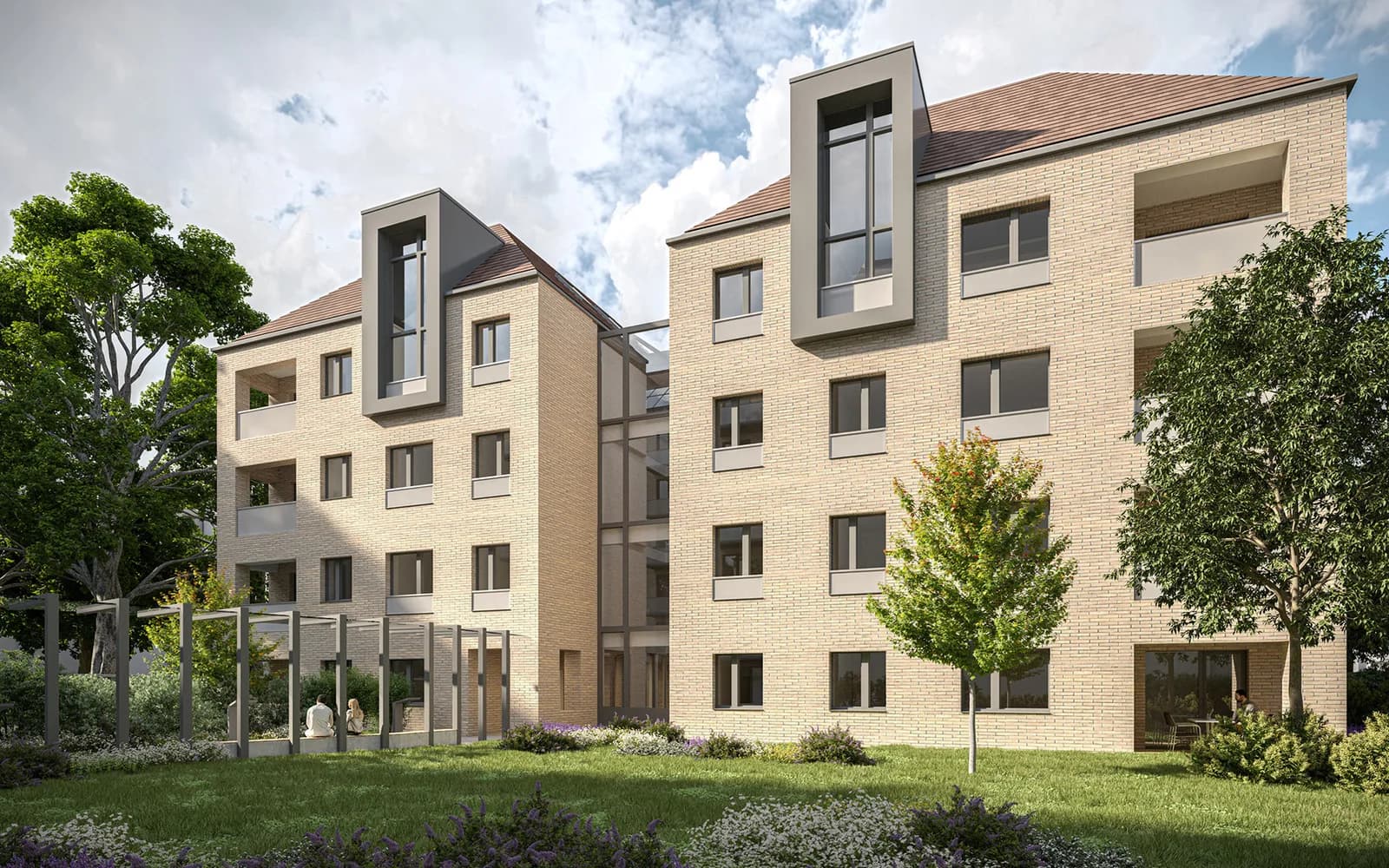 A Liget Villa kertre néző homlokzata a Városligeti fasoron, VII. kerület, látványterv